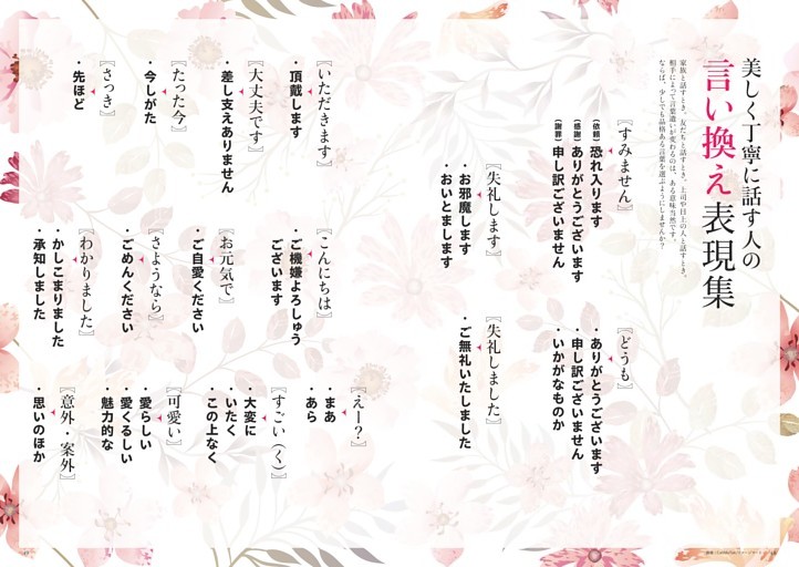 美しく丁寧に話す人の言い換え表現集