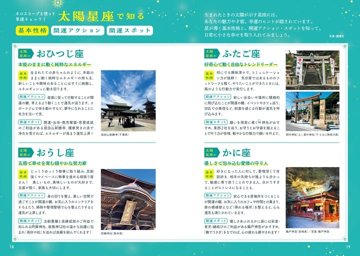 太陽星座で知る 基本性格 開運アクション 開運スポット