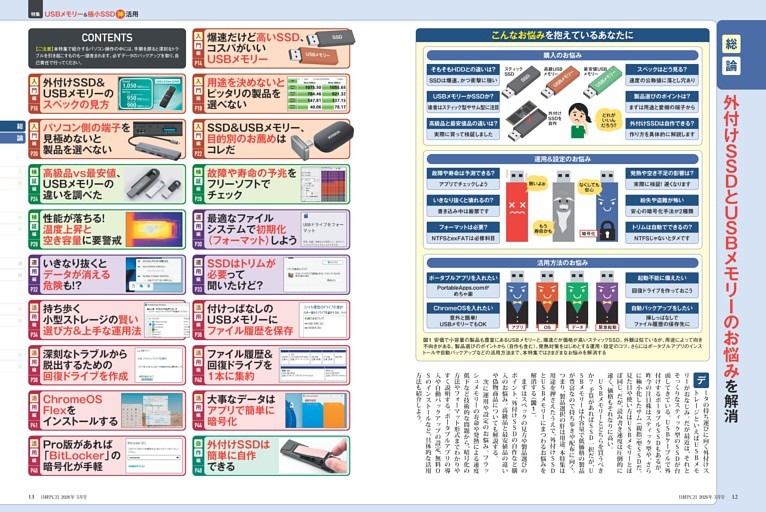 特集１ 外付けＳＳＤとＵＳＢメモリーのお悩みを解消