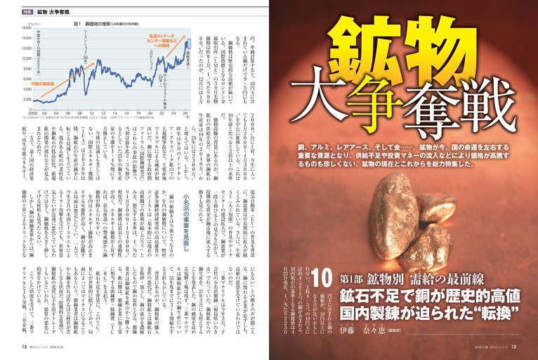 〔特集〕鉱物　大争奪戦　鉱石不足で銅が歴史的高値　国内製錬が迫られた“転換”＝伊藤奈々恵