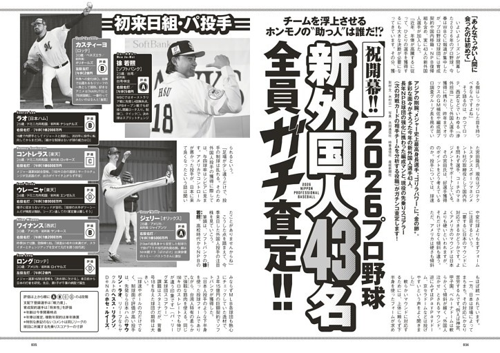 祝開幕!! 2026プロ野球　新外国人43名全員ガチ査定!!