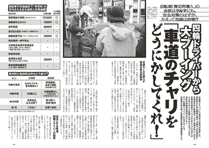 四輪ドライバーから大ブーイング「車道のチャリをどうにかしてくれ！」