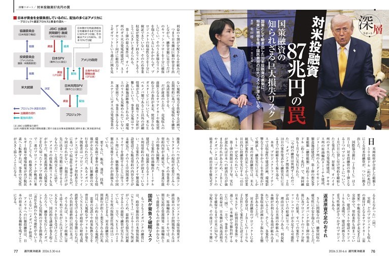 深層リポート／対米投融資87兆円の罠