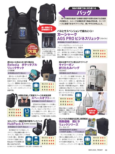 トラベル用品大賞 独自の機構で楽に持ち運べる　バッグ