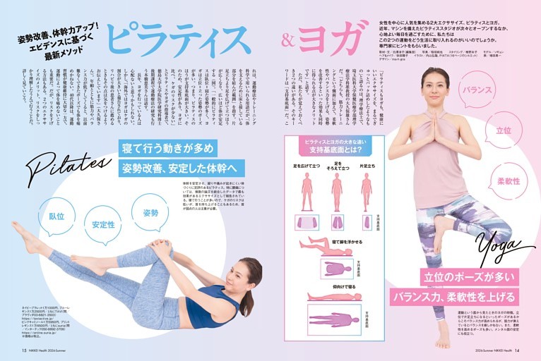 第一特集　姿勢改善、体幹力アップ！ ピラティス＆ヨガ／腰痛予防にはピラティス！ ヨガとはどう違う？ 安全に行うには… 運動療法の専門家に聞く「ピラティスとヨガ」