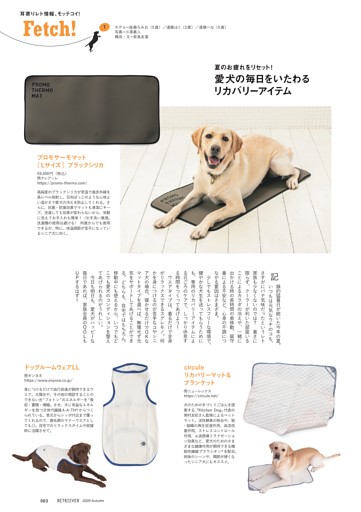 Fetch!　夏のお疲れをリセット！愛犬の毎日をいたわるリカバリーアイテム