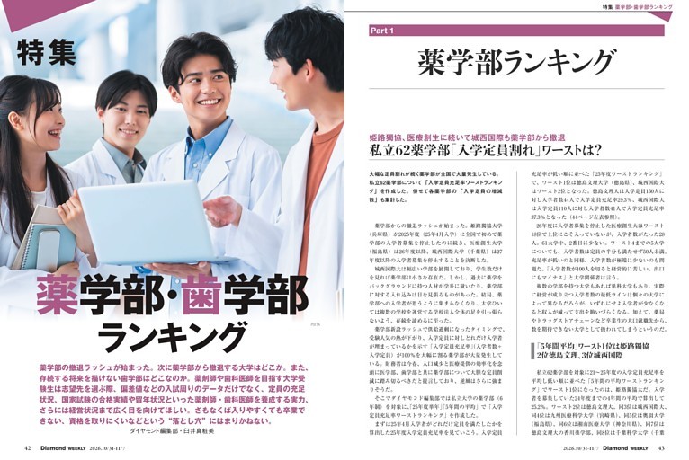 【特集2】薬学部・歯学部ランキング