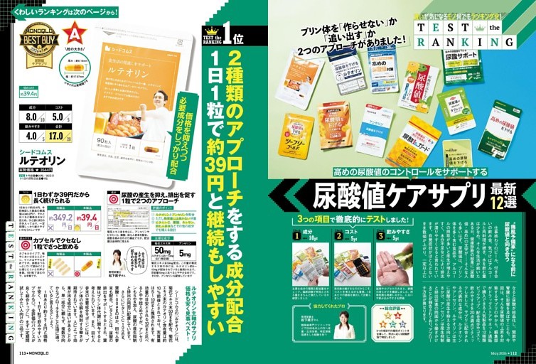 TEST the RANKING 尿酸値対策サプリ 人気12選