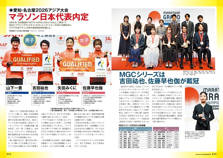 MGCシリーズアワード アジア大会マラソン代表が決定