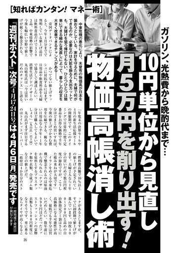 10円単位から見直し月5万円を削り出す！ 物価高帳消し術 ●晩酌代 ●ガソリン代 ●光熱水費 ●保険料 ●スマホ代 ●ポイントサイト ●年金