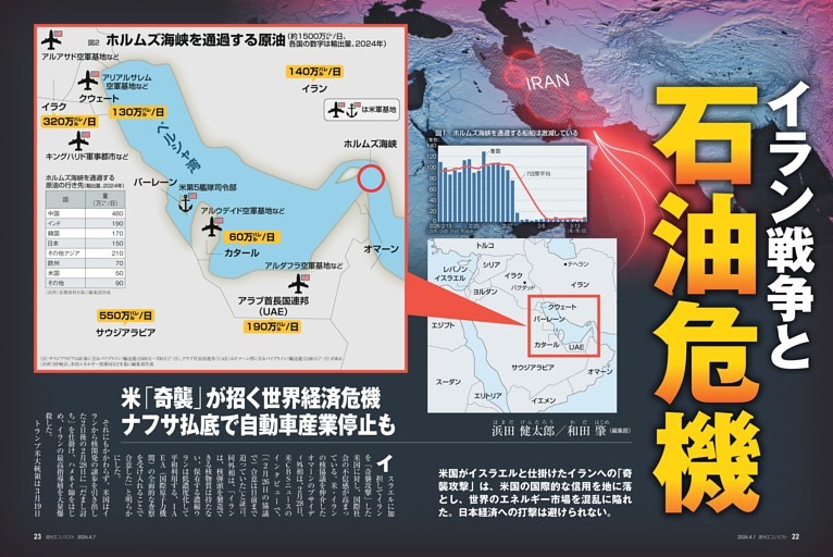 〔特集〕イラン戦争と石油危機　米「奇襲」が招く世界経済危機　ナフサ払底で自動車産業停止も＝浜田健太郎／和田肇