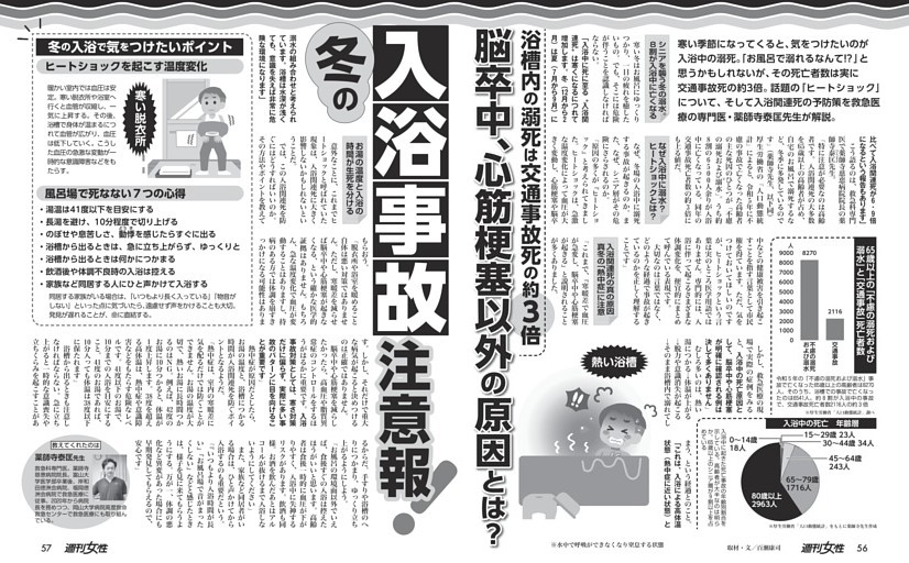 【交通事故死の約3倍】冬の入浴事故注意報！