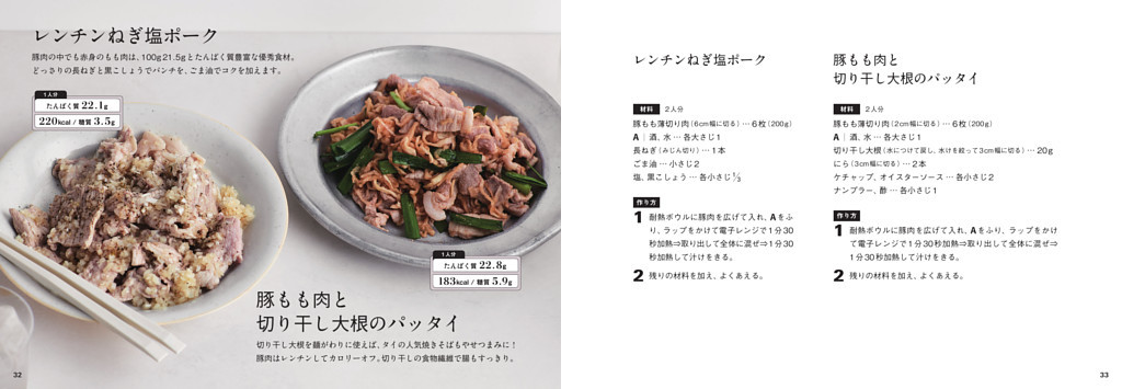 レンチンねぎ塩ポーク／豚もも肉と切り干し大根のパッタイ
