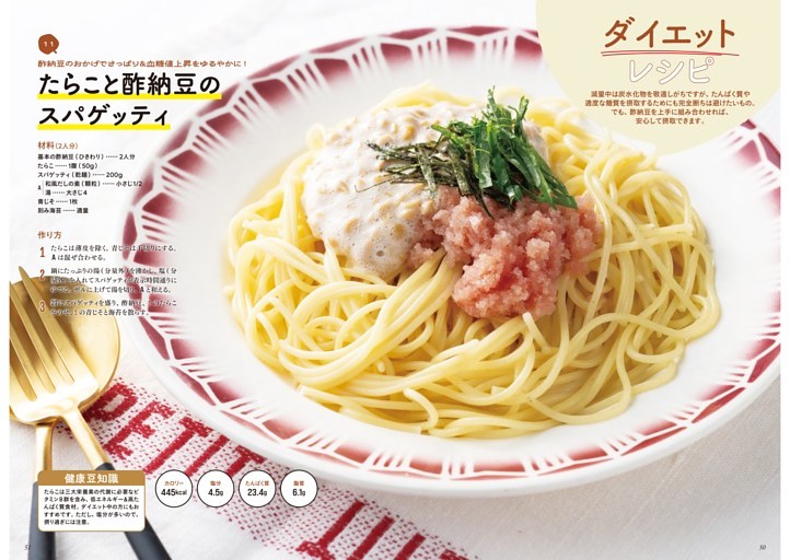 【ダイエットレシピ】たらこと酢納豆のスパゲッティ