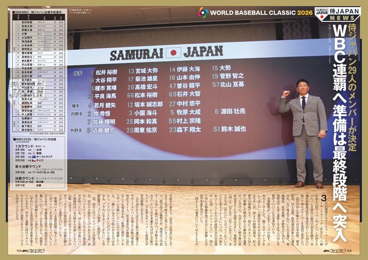 侍ジャパン29人のメンバーが決定