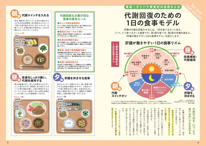 亜鉛×タンパク質食材の活用まとめ 代謝回復のための１日の食事モデル