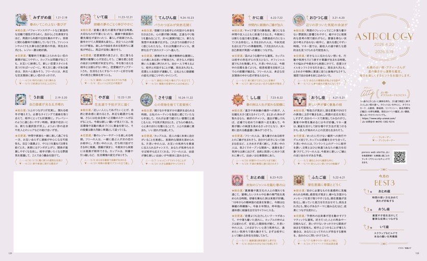 ASTROGY　2026.4.20～2026.5.19　札幌の占い師・アティーさんが星の動きから運勢を鑑定