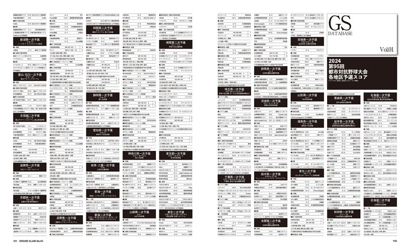 GS DATABASE Vol．01　第95回都市対抗野球大会各地区予選スコア