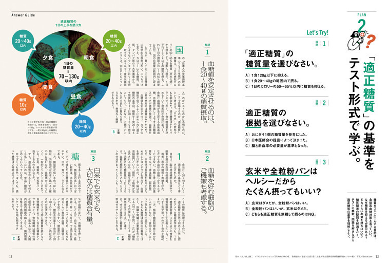 PLAN 2 「適正糖質」の基準をテスト形式で学ぶ。