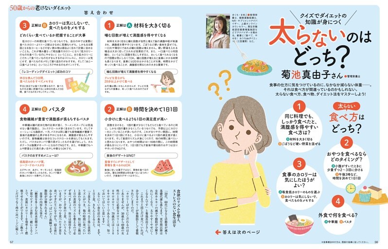 50歳からの老けないダイエット　太らないのはどっち？　菊池真由子さん