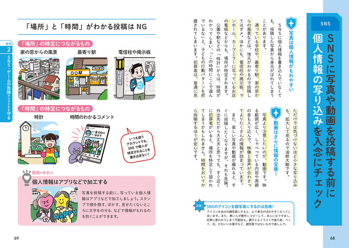 SNS　SNSに写真や動画を投稿する前に個人情報の写り込みを入念にチェック