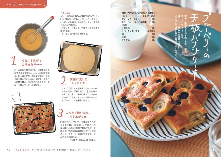 ブルーベリーの天板バナナケーキ