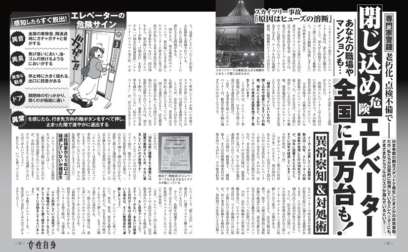 閉じ込め危険エレベーター 全国に47万台も！