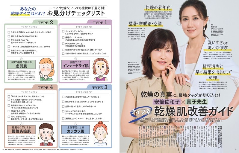 乾燥の真実に、最強タッグが切り込む！　安倍佐和子×貴子先生 タイプ別乾燥肌改善ガイド