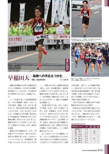 全日本大学駅伝 5位 早稲田大