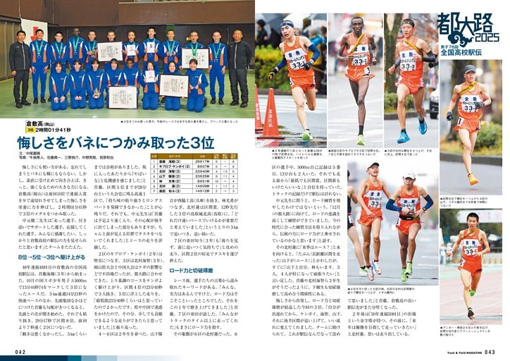 全国高校駅伝 男子3位・倉敷高（岡山）