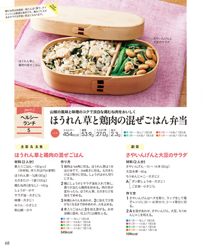 5 ほうれん草と鶏肉の混ぜごはん弁当